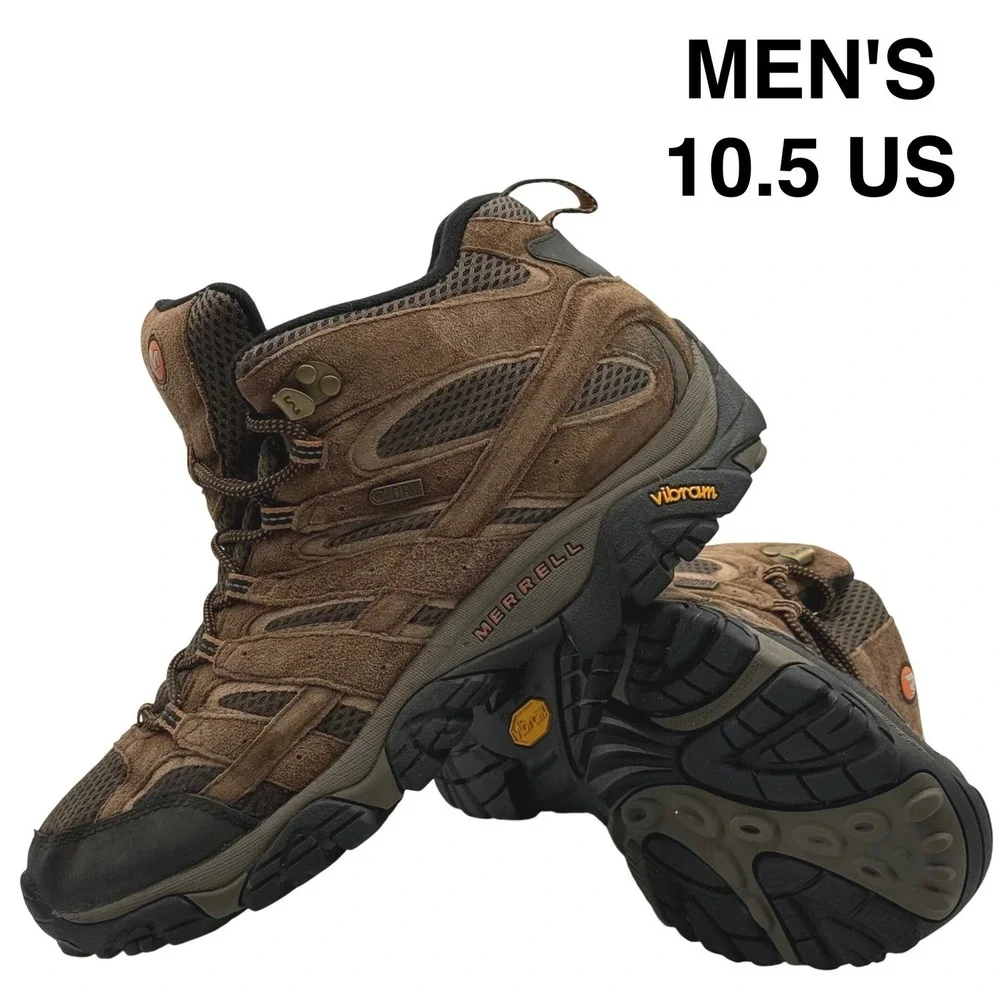 Merrell Moab 2 Mid Waterproof Hiking Boots Vibram Men's Size 10.5 Earth Brown